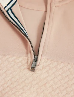 Modal-Sweatshirt mit strukturiertem Einsatz und halbem Reißverschluss