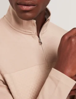 Modal-Sweatshirt mit strukturiertem Einsatz und halbem Reißverschluss