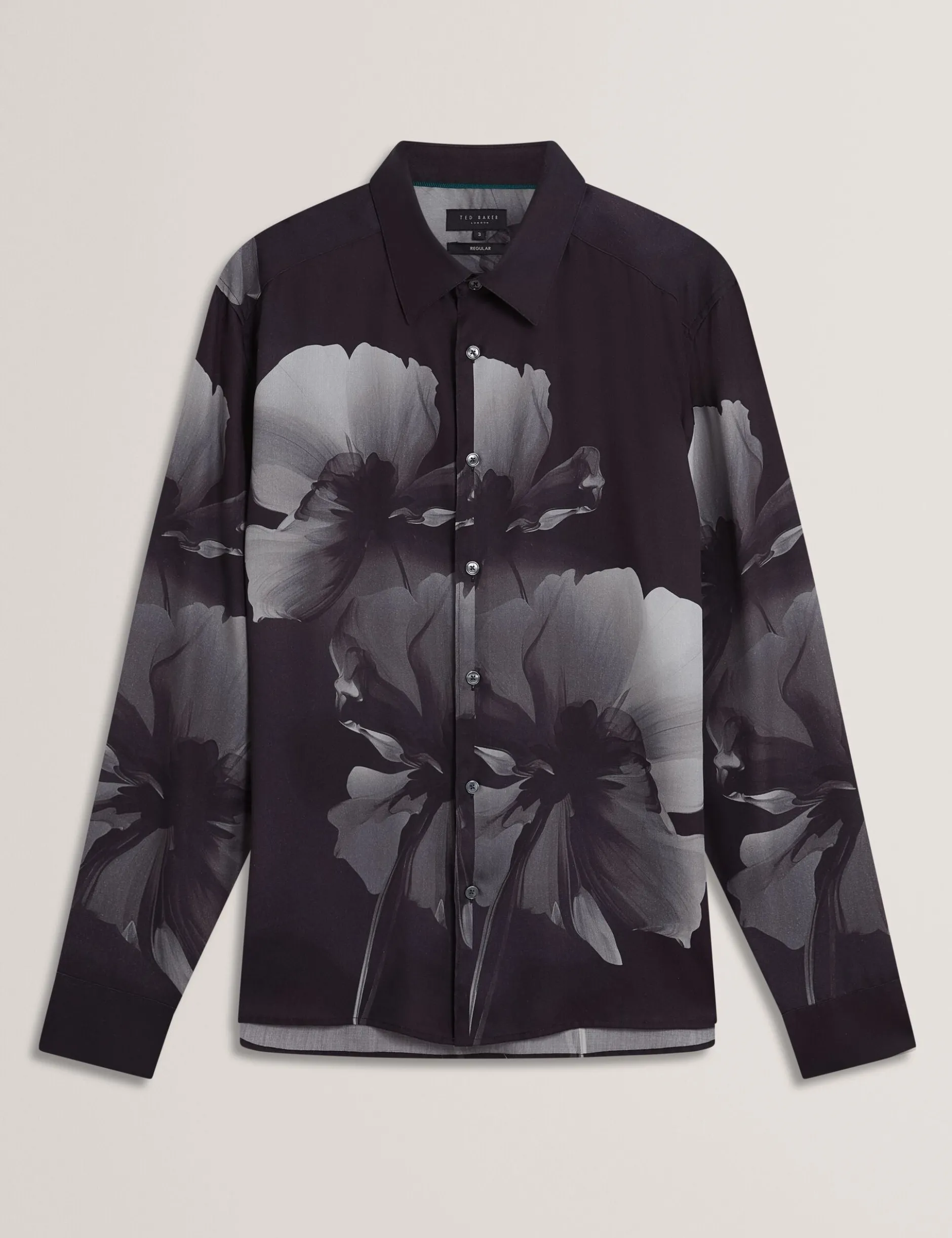 Monochromes Langarmhemd mit Blumenmuster