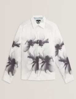 Monochromes Langarmhemd mit Blumenmuster