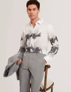 Monochromes Langarmhemd mit Blumenmuster