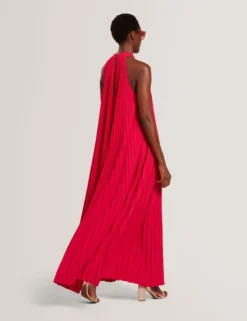 Neckholder-Maxikleid mit Falten und fließender Passform