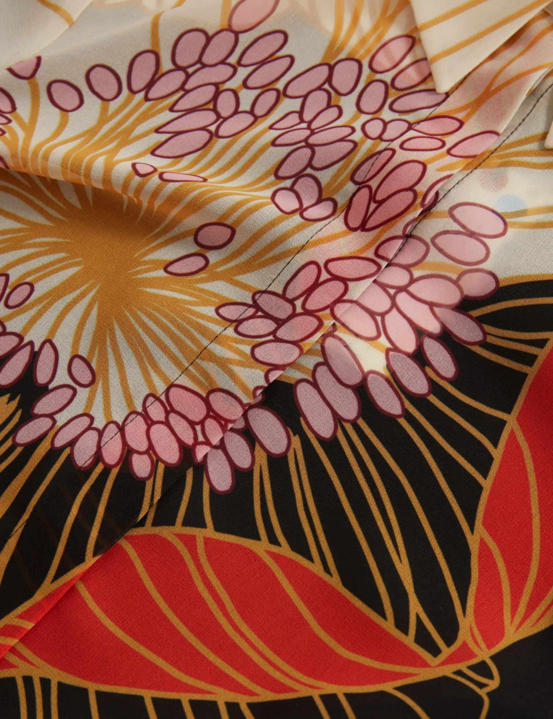 Nouveau Floral Halbtransparentes Longline-Hemd