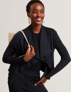 Offener Strickcardigan mit Wasserfallkante