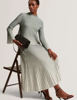 Ombre Rippstrick-A-Linien-Midirock