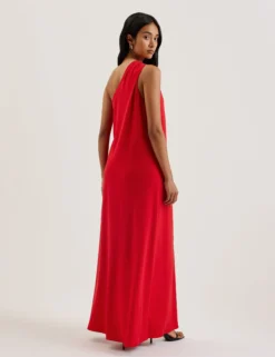 One-Shoulder-Maxikleid aus Webstoff