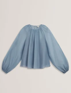 Organza-Bluse mit langen Ballonärmeln