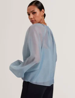 Organza-Bluse mit langen Ballonärmeln