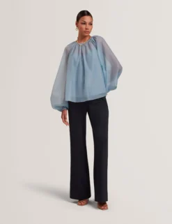 Organza-Bluse mit langen Ballonärmeln