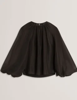 Organza-Bluse mit langen Ballonärmeln