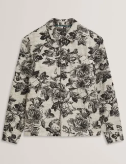 Overshirt mit schattiertem Blumenmuster und Jacquard-Einsatz
