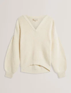 Oversized V-Ausschnitt Fischerpullover