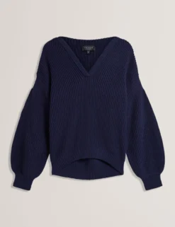 Oversized V-Ausschnitt Fischerpullover