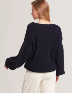 Oversized V-Ausschnitt Fischerpullover