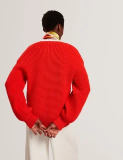 Oversized V-Ausschnitt Fischerpullover