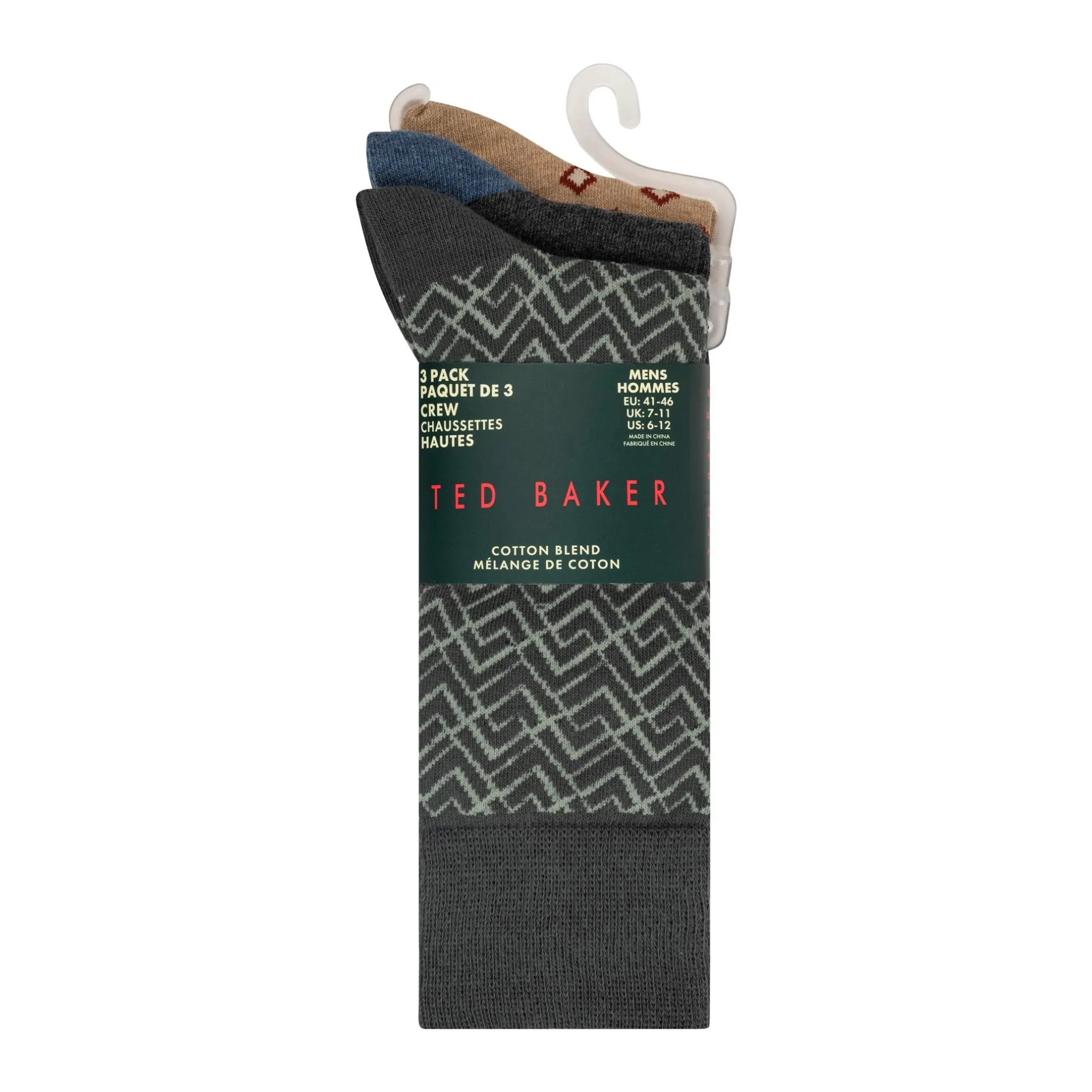 3 Paar bedruckte Crew-Socken