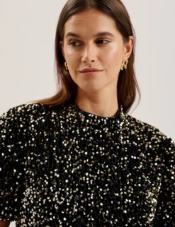 Paillettenbesetztes Samtkleid
