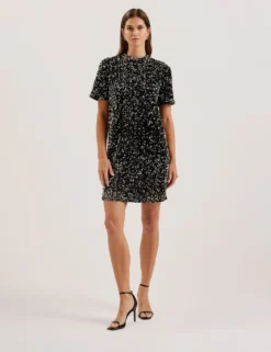 Paillettenbesetztes Samtkleid