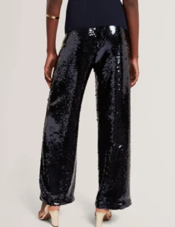 Pailletten-Schlupfhose mit weitem Bein