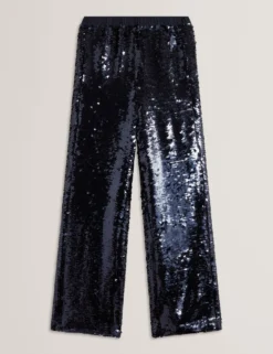 Pailletten-Schlupfhose mit weitem Bein