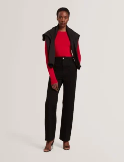 Pintuck Kick Flare High Waisted Jeans