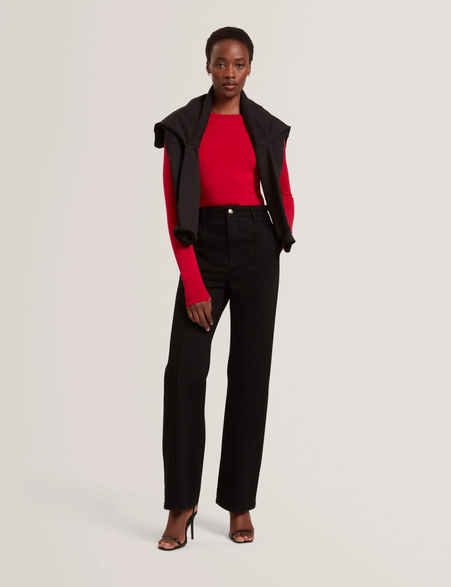 Pintuck Kick Flare High Waisted Jeans