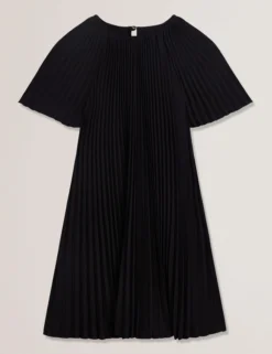 Plissiertes A-Linien-Minikleid mit kurzen Ärmeln