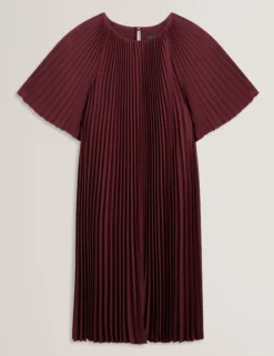 Plissiertes A-Linien-Minikleid mit kurzen Ärmeln