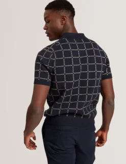 Polo-Shirt mit Markenlogo, kariert, mit Reißverschlusskragen