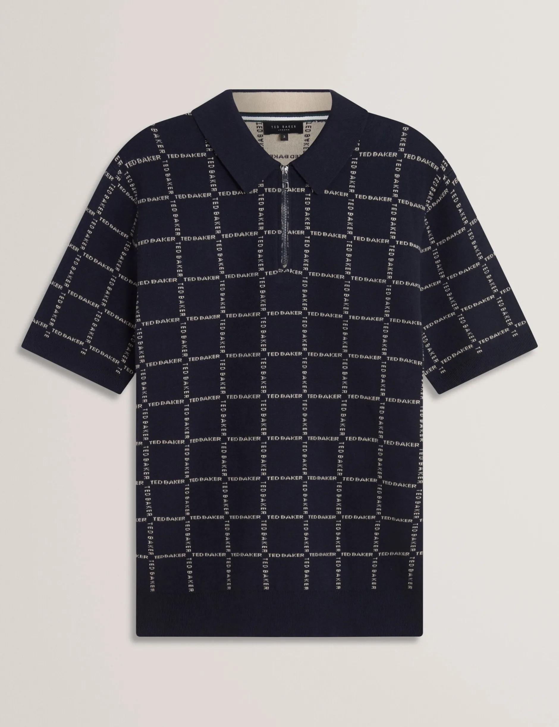Polo-Shirt mit Markenlogo, kariert, mit Reißverschlusskragen
