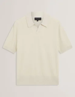 Poloshirt mit Rippstrick und offenem Halsausschnitt