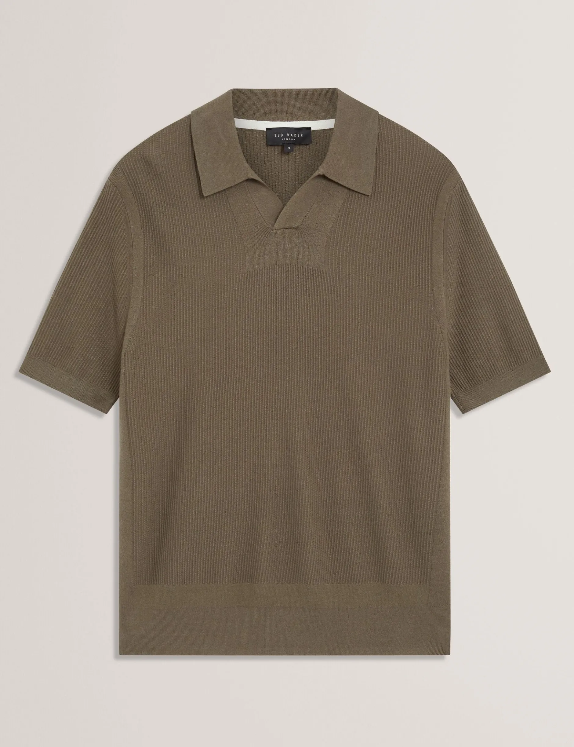 Poloshirt mit Rippstrick und offenem Halsausschnitt