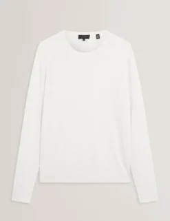 Pullover mit gerolltem Saum und Rundhalsausschnitt aus Leinenmischung