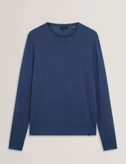 Pullover mit gerolltem Saum und Rundhalsausschnitt aus Leinenmischung