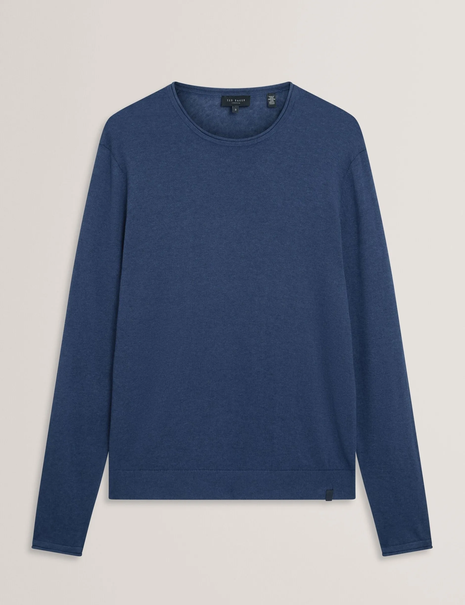 Pullover mit gerolltem Saum und Rundhalsausschnitt aus Leinenmischung