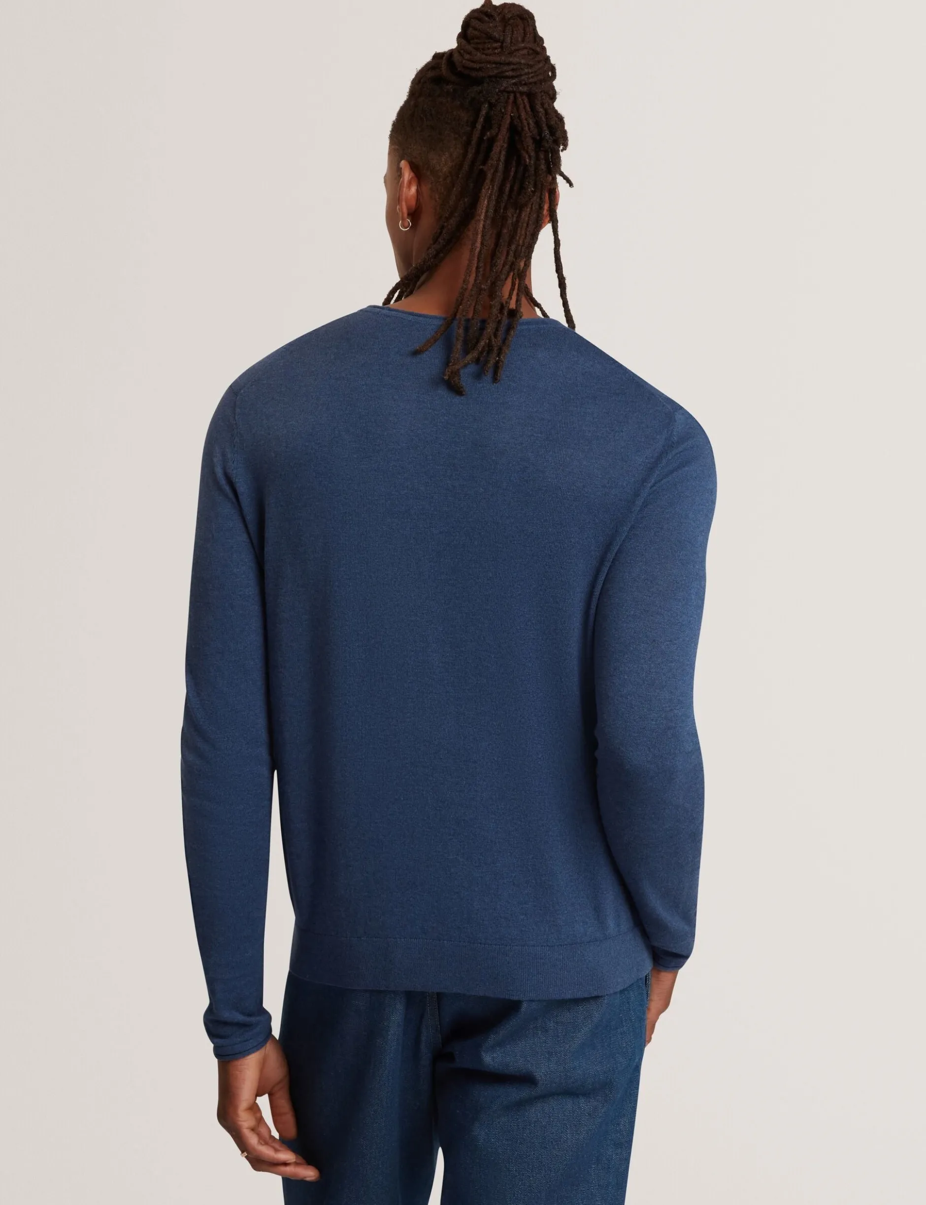Pullover mit gerolltem Saum und Rundhalsausschnitt aus Leinenmischung