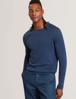 Pullover mit gerolltem Saum und Rundhalsausschnitt aus Leinenmischung