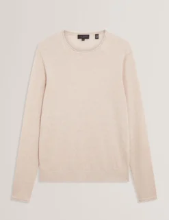 Pullover mit gerolltem Saum und Rundhalsausschnitt aus Leinenmischung