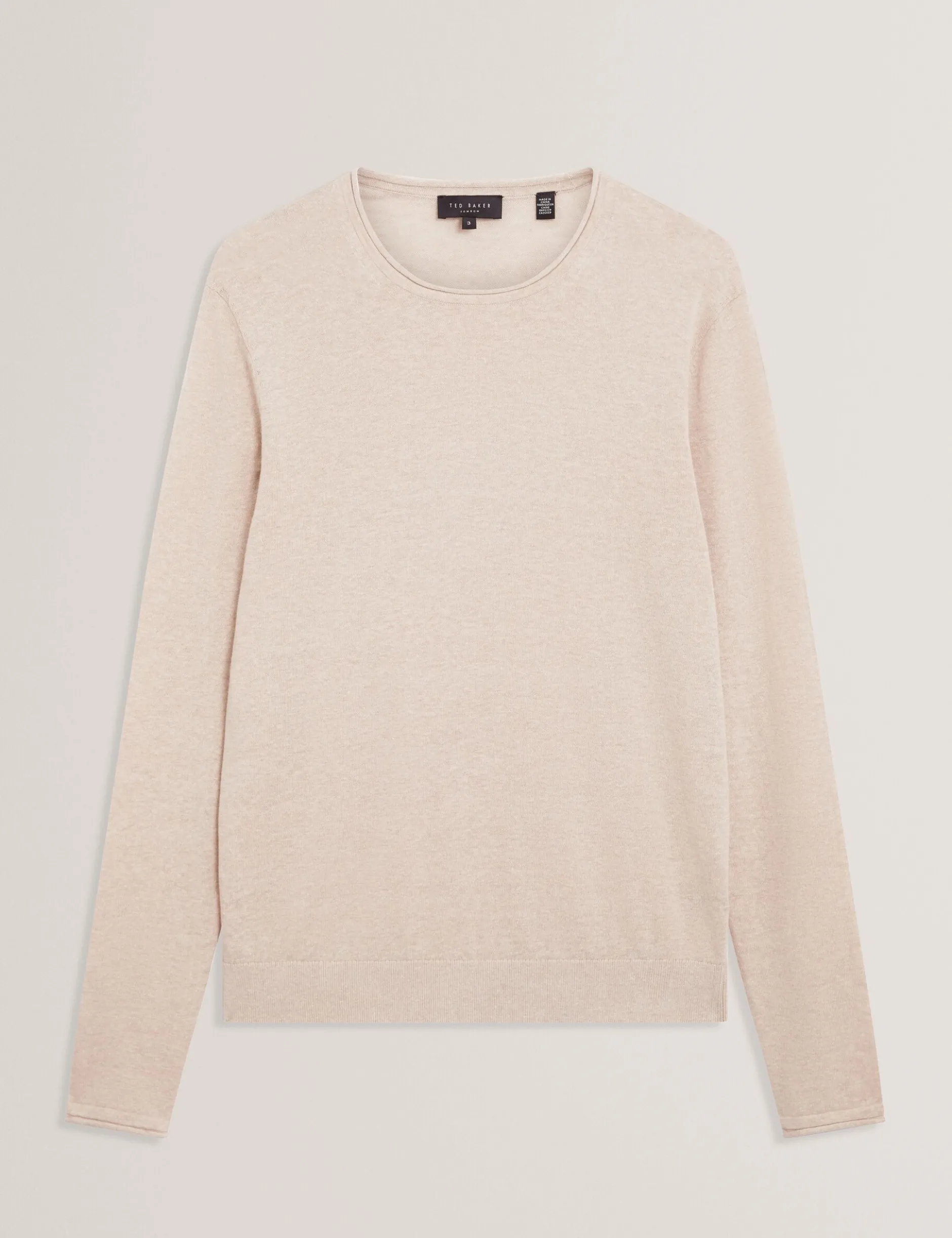 Pullover mit gerolltem Saum und Rundhalsausschnitt aus Leinenmischung