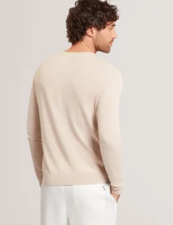 Pullover mit gerolltem Saum und Rundhalsausschnitt aus Leinenmischung