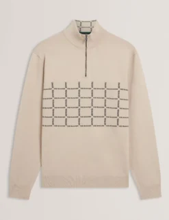 Pullover mit halben Reißverschluss und Karomuster