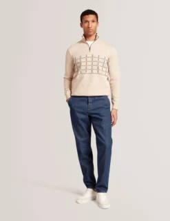 Pullover mit halben Reißverschluss und Karomuster