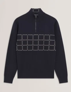 Pullover mit halben Reißverschluss und Karomuster