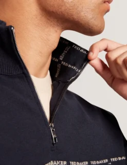 Pullover mit halben Reißverschluss und Karomuster