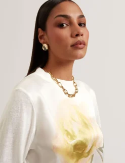 Pullover mit Rosenprint und Webfront
