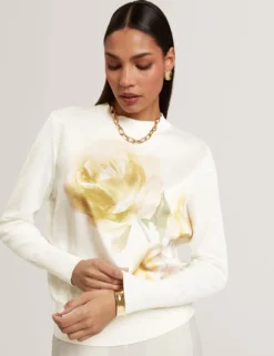 Pullover mit Rosenprint und Webfront