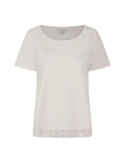 Pyjama-Set aus Jersey mit weitem Bein und Spitzenbesatz