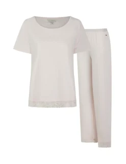 Pyjama-Set aus Jersey mit weitem Bein und Spitzenbesatz