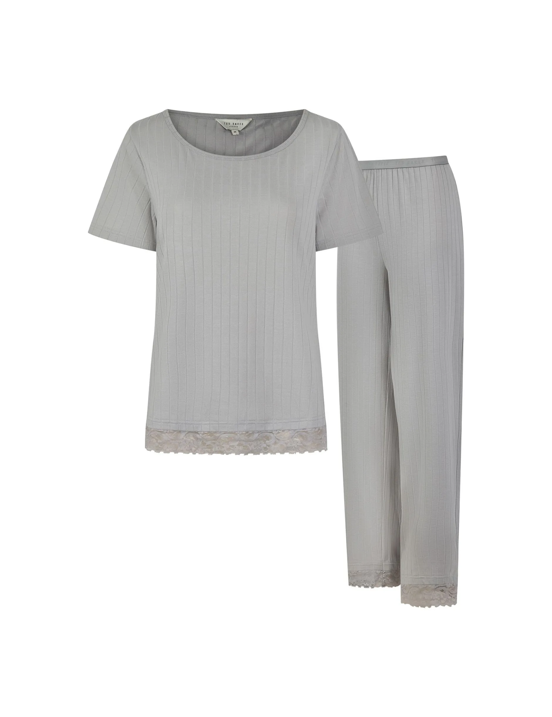 Pyjama-Set aus Jersey mit weitem Bein und Spitzenbesatz