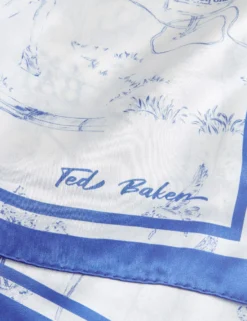 Quadratisches Halstuch aus reiner Seide mit Park Print